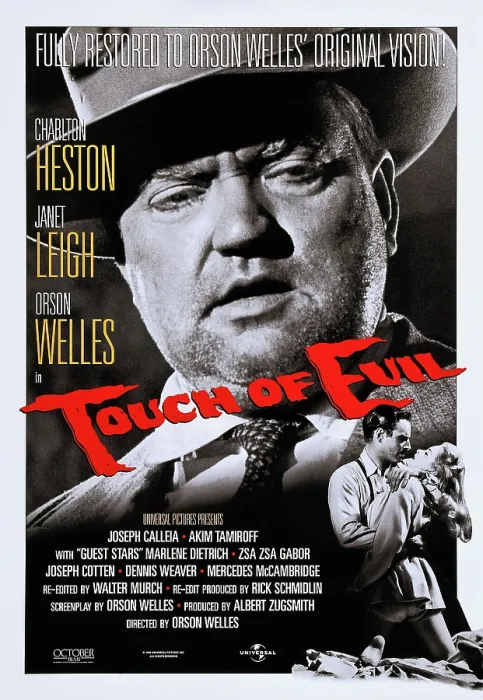 Framed Print : TOUCH OF EVIL, US poster art, top: Orson Welles; bottom right: Charlton Heston, Janet Leigh, 1958 Framed Print : TOUCH OF EVIL, US poster art, top: Orson Welles; bottom right: Charlton Heston, Janet Leigh, 1958
