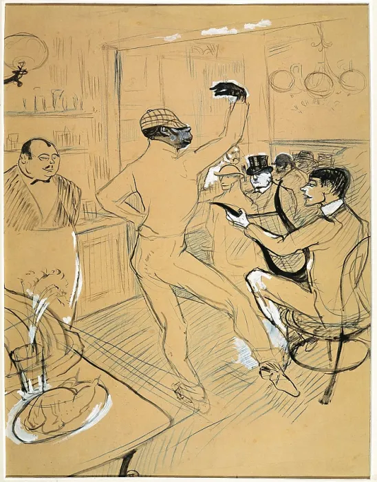 Framed Print : TOULOUSE-LAUTREC, Henri de (1864-1901). Chocolat dancing in the 'Irish and American Bar'. 1896. Chinese ink and gouache on paper. Drawing. FRANCE. Albi