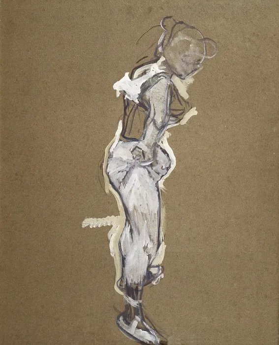 Framed Print : TOULOUSE-LAUTREC, Henri de (1864-1901). Trapeze artist getting dressed. 1890. Post-Impressionism. Drawing. FRANCE. Albi. Toulouse-Lautrec Museum