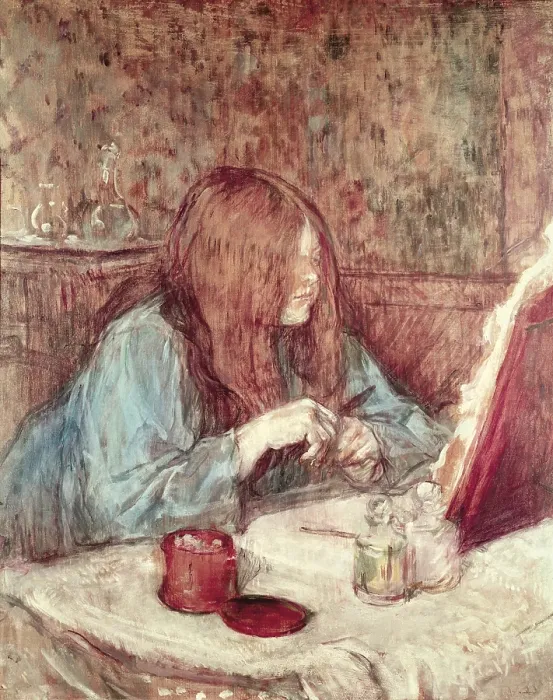 Framed Print : TOULOUSE-LAUTREC, Henri de (1864-1901). Madame Poupoule at her Toilet. 1898. Post-Impressionism. Oil on wood. - Iberfoto / Everett Collection (363044)**US SALES ONLY**