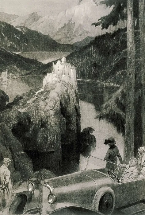 Framed Print : Tourists visiting the Tyrol in 1922 by car. Engraving. AISA / Everett Collection**US SALES ONLY**