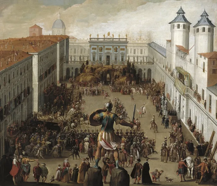 Framed Print : Tournament in Castle Square, celebrated to commemorate the wedding of Victor Amadeus I, Duke of Savoy with Christine Marie of France. Baroque art. Oil. ITALY. Turin