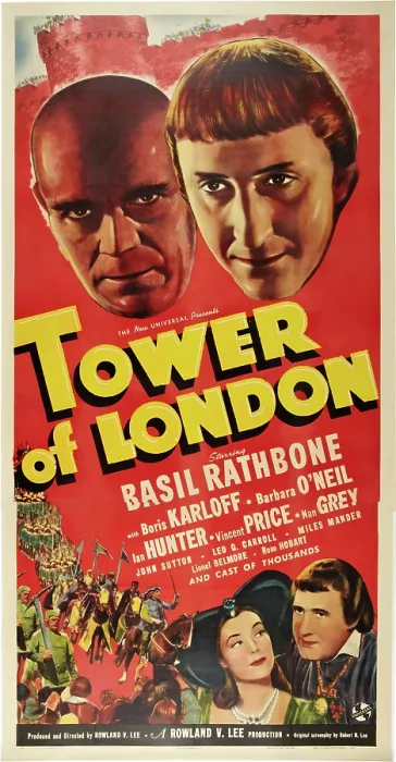 Framed Print : TOWER OF LONDON, top l-r: Boris Karloff, Basil Rathbone, bottom l-r: Nan Grey, Ian Hunter on poster art, 1939 Framed Print : TOWER OF LONDON, top l-r: Boris Karloff, Basil Rathbone, bottom l-r: Nan Grey, Ian Hunter on poster art, 1939