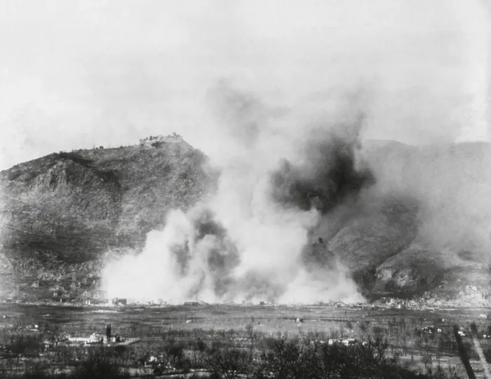 Framed Print : The town of Cassino was completely destroyed in one of WW2's most concentrated air bombings. The Monte Cassino Abbey was bombed in the same operation. Feb. 15, 1944 Framed Print : The town of Cassino was completely destroyed in one of WW2's most concentrated air bombings. The Monte Cassino Abbey was bombed in the same operation. Feb. 15, 1944