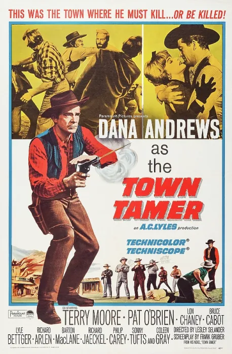 Framed Print : TOWN TAMER, US poster art, Dana Andrews, (left), 1965