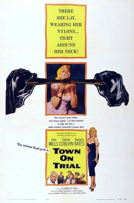 Framed Print : TOWN ON TRIAL, US poster art, bottom left: Charles Coburn; bottom right: John Mills, 1957
