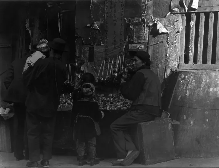 Framed Print : TOY MERCHANTS. Chinese immigrants in San Francisco. From Arnold Genthe's CHINATOWN SERIES. Ca. 1900