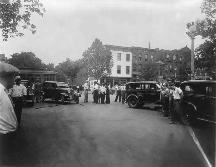 Framed Print : Traffic accident at 14th and Q Streets, Washington, DC, photograph, 1920 Framed Print : Traffic accident at 14th and Q Streets, Washington, DC, photograph, 1920