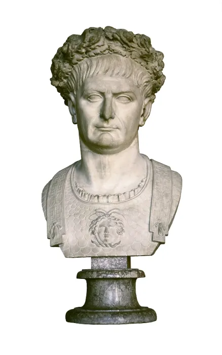 Framed Print : Trajan. 98 - 117. Bust with a laurel crown and a shield with a representation of Medusa. Roman art. Early Empire. Sculpture on marble. FRANCE. Paris. Louvre Museum Framed Print : Trajan. 98 - 117. Bust with a laurel crown and a shield with a representation of Medusa. Roman art. Early Empire. Sculpture on marble. FRANCE. Paris. Louvre Museum