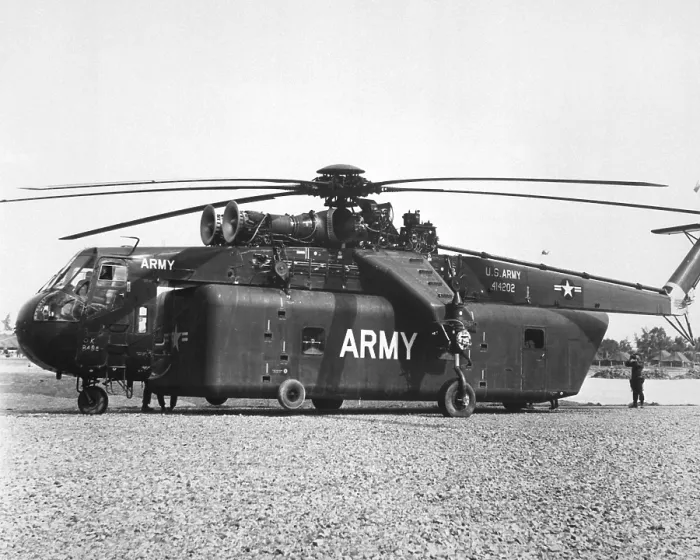 Framed Print : Transport Helicopter. Sky Crane helicopters could lift tremendous loads. In Vietnamthey were used by the US Army 1st Cavalry Division. Ca. 1965