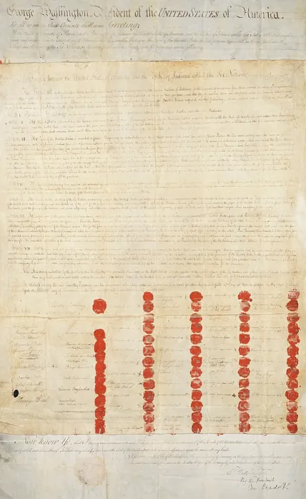 Framed Print : Treaty of Konondaiqua (Canandaigua), between the United States and the Tribes of Indians Called the Six Nations at Konondaiqua, New York, was signed on Nov. 11, 1794