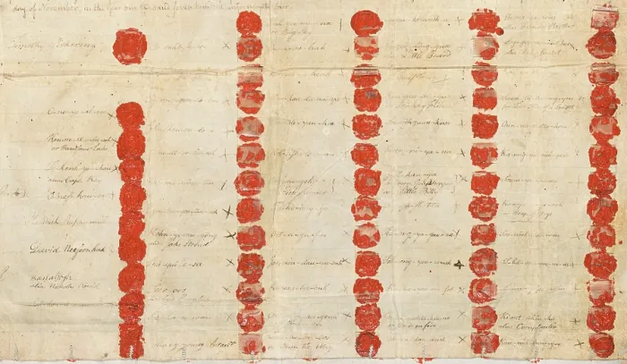 Framed Print : Treaty of Konondaiqua (Canandaigua), between the United States and the Tribes of Indians Called the Six Nations at Konondaiqua, New York, was signed on Nov. 11, 1794