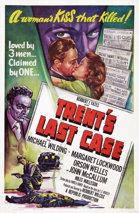 Framed Print : TRENT'S LAST CASE, US poster art, from left: Orson Welles, Michael Wilding, Margaret Lockwood, 1952