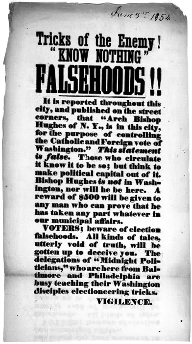 Framed Print : Tricks of the enemy! 'Know nothing' Falsehoods!! Anti-'Know-Nothing' broadside, 1854 Framed Print : Tricks of the enemy! 'Know nothing' Falsehoods!! Anti-'Know-Nothing' broadside, 1854