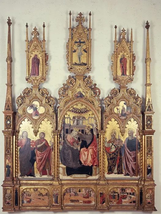 Framed Print : Triptych with the Coronation of the Virgin, by Degli Erri Bartolomeo and Degli Erri Agnolo, 15th Century, 1462 -1466, panel, - Italy, Emilia Romagna, Modena, Estense Gallery