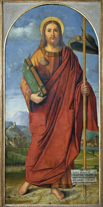 Framed Print : Triptych of the Redeemer, by Francesco di Simone da Santacroce, 1506, 16th Century, oil on board - Italy, Lombardy, Bergamo, Carrara Academy Collection. Detail