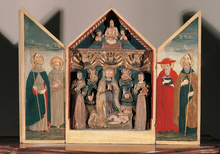 Framed Print : Triptych, by Unknown Lombard Artist of 15C, 15th Century, - Italy, Lombardy, Milan, Archbishopric, stored in Brera. All