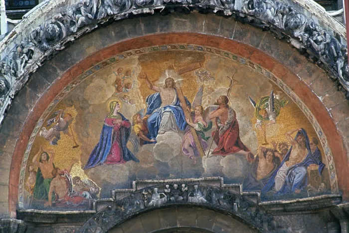 Framed Print : Triunph of Christ, by Liborio Salandri from a cardboard by Lattanzio Querena, 1836, 17th Century, mosaic - Italy, Veneto, Venice, Saint Marc Basilica. Whole artwork view
