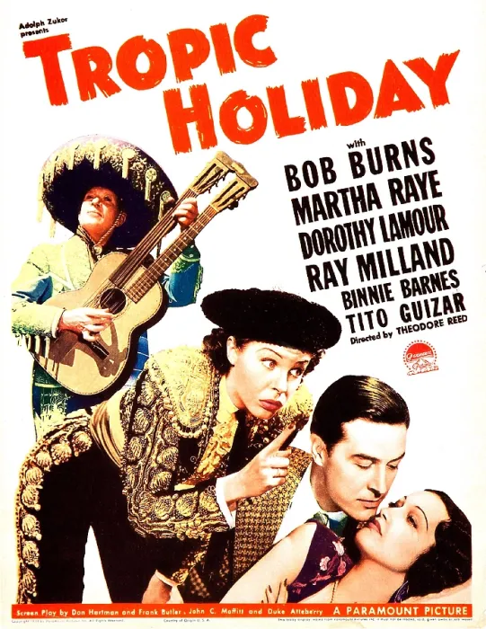 Framed Print : TROPIC HOLIDAY, US poster art, from left: Bob Burns, Martha Raye, Ray Milland, Dorothy Lamour, 1938 Framed Print : TROPIC HOLIDAY, US poster art, from left: Bob Burns, Martha Raye, Ray Milland, Dorothy Lamour, 1938