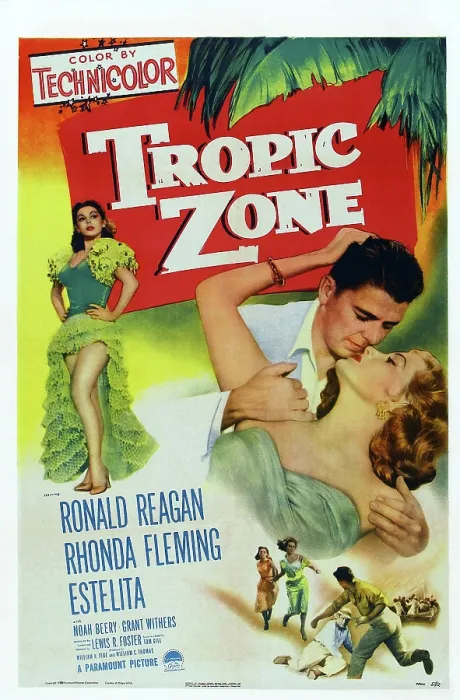 Framed Print : TROPIC ZONE, US poster, from left: Estelita Rodriguez, Ronald Reagan, Rhonda Fleming, 1953 Framed Print : TROPIC ZONE, US poster, from left: Estelita Rodriguez, Ronald Reagan, Rhonda Fleming, 1953