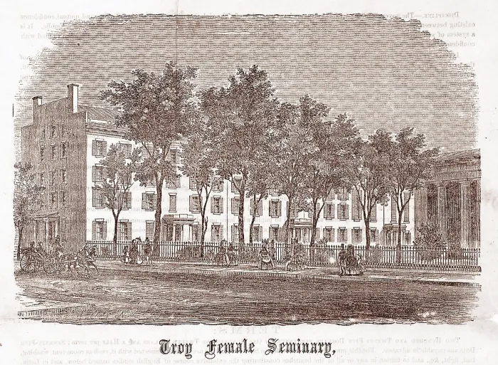 Framed Print : Troy Female Seminary, woodcut, 1800
