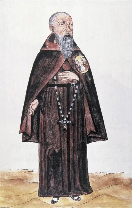 Framed Print : Trujillo del Per (end 18th c.): drawings and watercolours made by order of the bishop D. Baltasar Jaime Martnez Compan. Franciscan monk. Engraving. SPAIN. Madrid