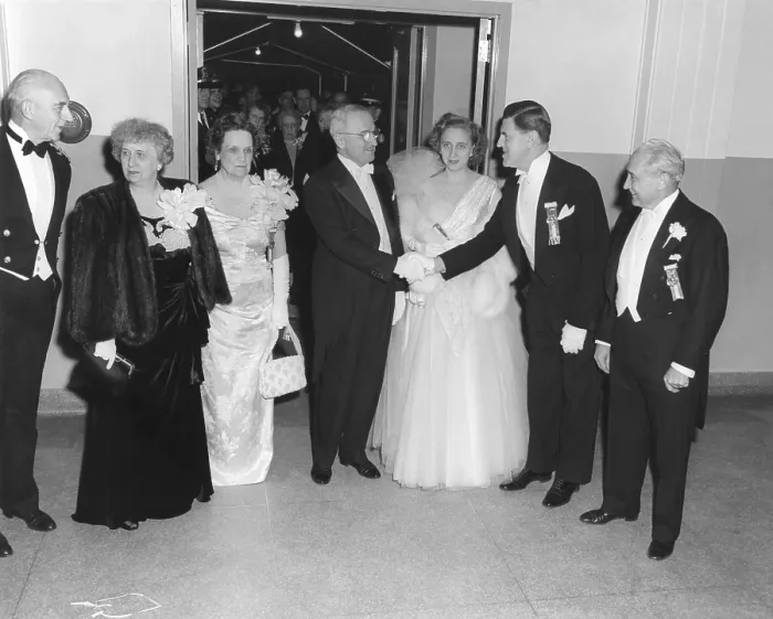 Framed Print : Truman family at the Inaugural Ball at the National Guard Armory. Jan. 20, 1949