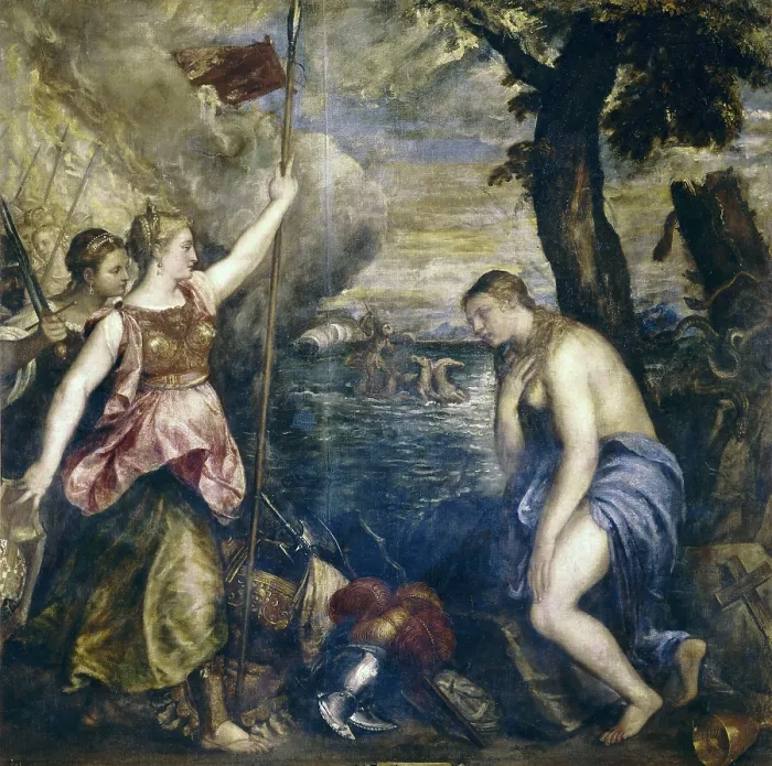 Framed Print : TTITIA, Tiziano Vecello, also called (1490-1576). Religion Succoured by Spain. 1566 - 1575. Renaissance art. Cinquecento. Oil on canvas. SPAIN. Madrid. Prado Museum Framed Print : TTITIA, Tiziano Vecello, also called (1490-1576). Religion Succoured by Spain. 1566 - 1575. Renaissance art. Cinquecento. Oil on canvas. SPAIN. Madrid. Prado Museum