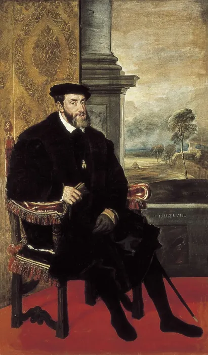 Framed Print : TTITIA, Tiziano Vecello, also called (1490-1576). Charles V. 1548. Work commissioned by the Emperor. Renaissance art. Cinquecento. Oil on canvas. GERMANY. Munich Framed Print : TTITIA, Tiziano Vecello, also called (1490-1576). Charles V. 1548. Work commissioned by the Emperor. Renaissance art. Cinquecento. Oil on canvas. GERMANY. Munich