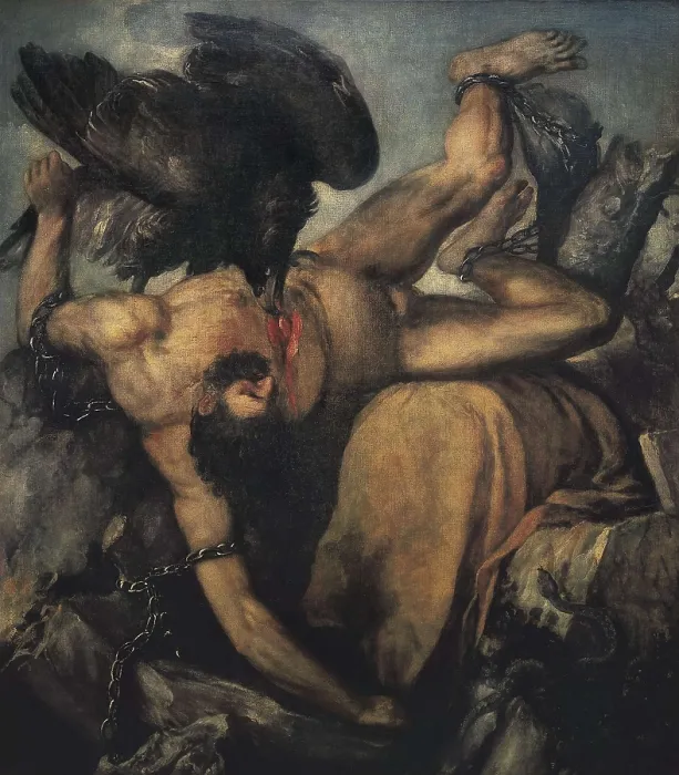 Framed Print : TTITIA, Tiziano Vecello, also called (1490-1576). Tityus. 1548 - 1549. Renaissance art. Cinquecento. Oil on canvas. SPAIN. Madrid. Prado Museum