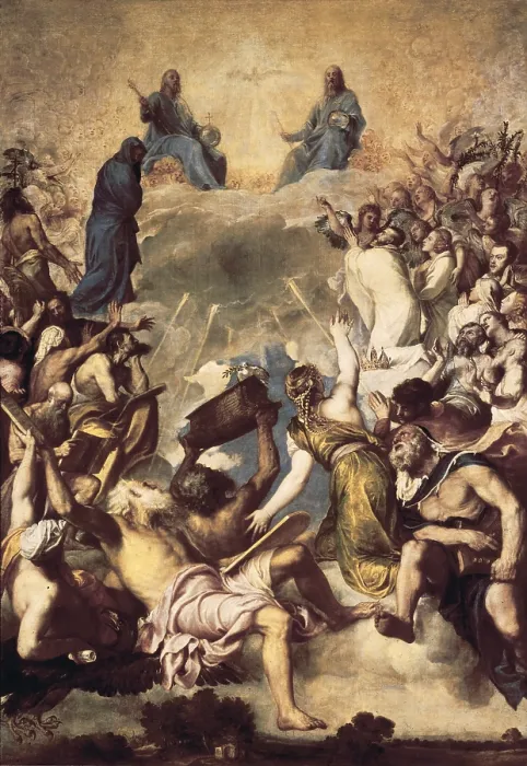 Framed Print : TTITIA, Tiziano Vecello, also called (1490-1576). The Holy Trinity. 1553 - 1554. Renaissance art. Cinquecento. Oil on canvas. SPAIN. Madrid. Prado Museum
