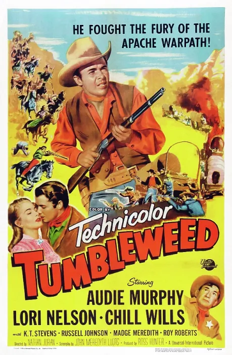 Framed Print : TUMBLEWEED, US poster art, kissing from left: Lori Nelson, Audie Murphy (and with rifle), Chill Wills (bottom right), 1953 Framed Print : TUMBLEWEED, US poster art, kissing from left: Lori Nelson, Audie Murphy (and with rifle), Chill Wills (bottom right), 1953