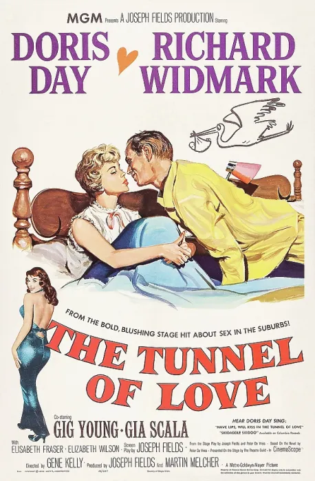 Framed Print : THE TUNNEL OF LOVE, US poster art, from bottom left: Gia Scala, Doris Day, Richard Widmark, 1958