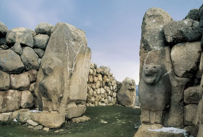 Framed Print : TURKEY. Bogazkale. Hattusa. Lion gate, one of the five gates of the wall. Hittite art. Imperial Hittite period. AISA / Everett Collection**US SALES ONLY**