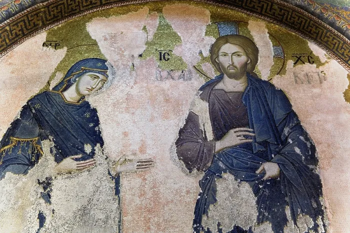 Framed Print : TURKEY. Istanbul. Kahriye Camii (Chora Church). Depiction of Jesus Christ and Virgin Mary. Narthex inside. Early Byzantine art