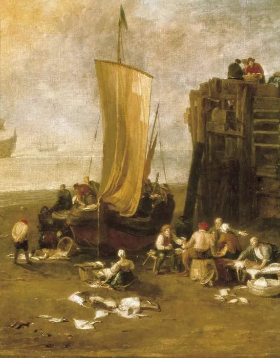 Framed Print : TURNER, Joseph Mallord William (1775-1851). Sun rising through Vapour: Fishermen cleaning and selling fish. ca. 1807. Detail. Romanticism. Oil on canvas. UNITED KINGDOM. London Framed Print : TURNER, Joseph Mallord William (1775-1851). Sun rising through Vapour: Fishermen cleaning and selling fish. ca. 1807. Detail. Romanticism. Oil on canvas. UNITED KINGDOM. London