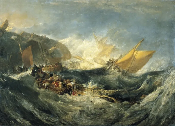 Framed Print : TURNERJoseph Mallord William (1775-1851). The shipwreck of the Minotaur. ca. 1810. Romanticism. Oil on canvas. PORTUGAL. Lisbon