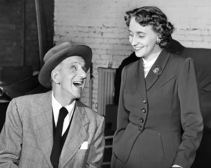 Framed Print : TV comedian Jimmy Durante and President Truman's daughter, Margaret rehearse. She made her television comedy debut on his show on Nov. 3, 1951