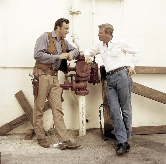 Framed Print : TV star brothers, from left, James Arness (GUNSMOKE), Peter Graves (FURY), ca. late 1950s Framed Print : TV star brothers, from left, James Arness (GUNSMOKE), Peter Graves (FURY), ca. late 1950s