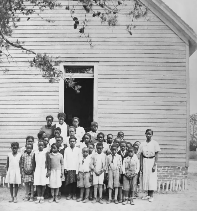 Framed Print : Twenty-six African American students in a group portrait with their teacher, at a Hurlock, Maryland, one room school, ca. 1930s (BSLOC_2020_2_93)