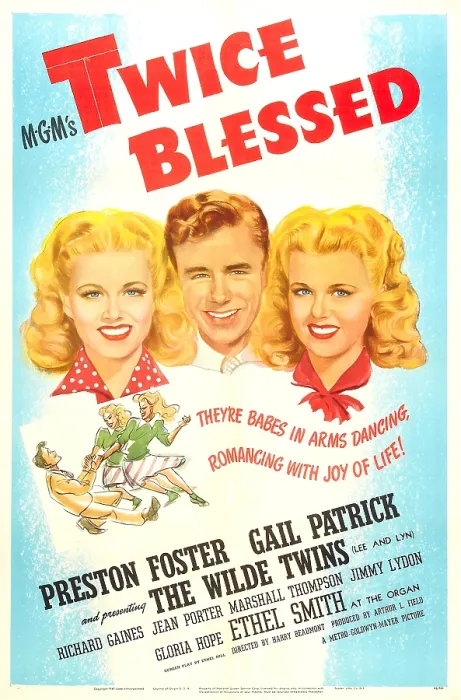 Framed Print : TWICE BLESSED, US poster, from left: Lee Wilde, Marshall Thompson, Lyn Wilde, 1945