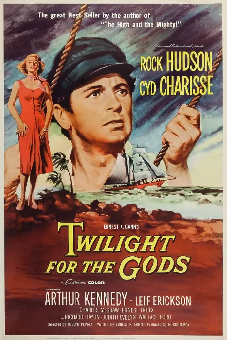 Framed Print : TWILIGHT FOR THE GODS, US poster art, from left: Cyd Charisse, Rock Hudson, 1958
