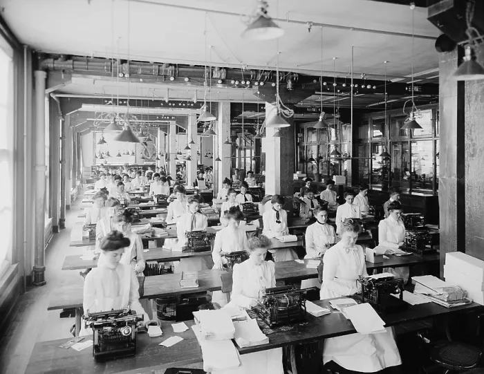 Framed Print : Typewriting department at the National Cash Register Company Dayton Ohio