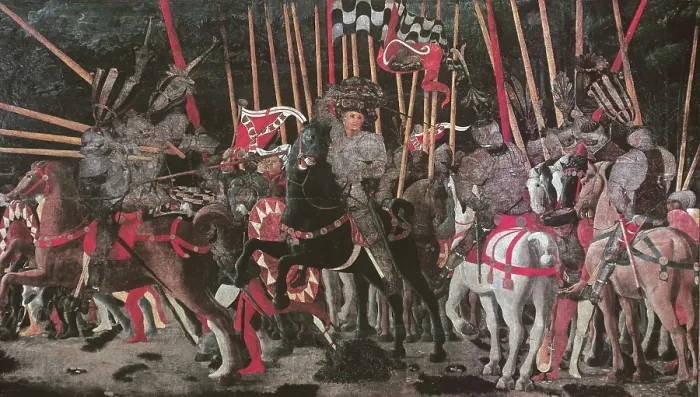 Framed Print : UCCELLO, Paolo di Dono, also called Paolo (1393-1475). The Battle of San Romano in 1432. ca. 1456. Renaissance art. Quattrocento. Tempera on wood. FRANCE. Paris. Louvre Museum