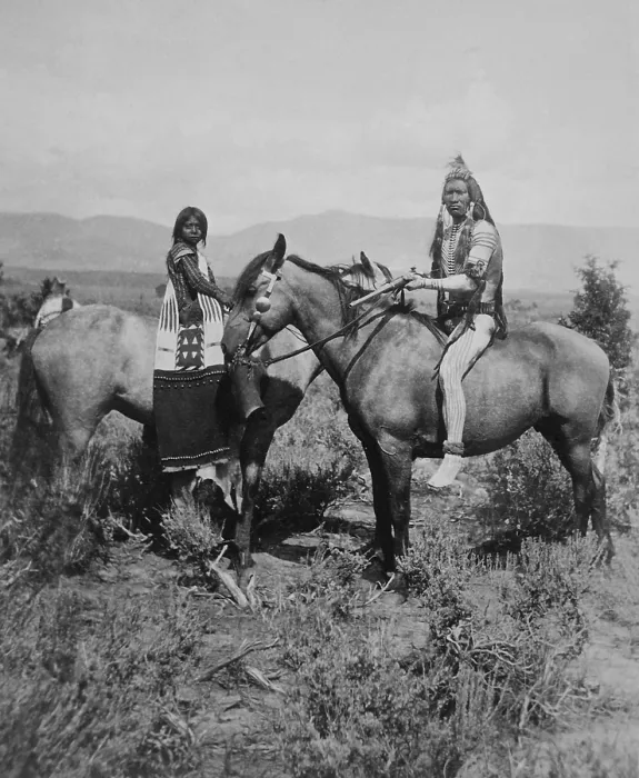 Framed Print : Uinta Ute warrior and his bride on horseback, northwest Utah, 1874, photographed by John K. Hillers Framed Print : Uinta Ute warrior and his bride on horseback, northwest Utah, 1874, photographed by John K. Hillers