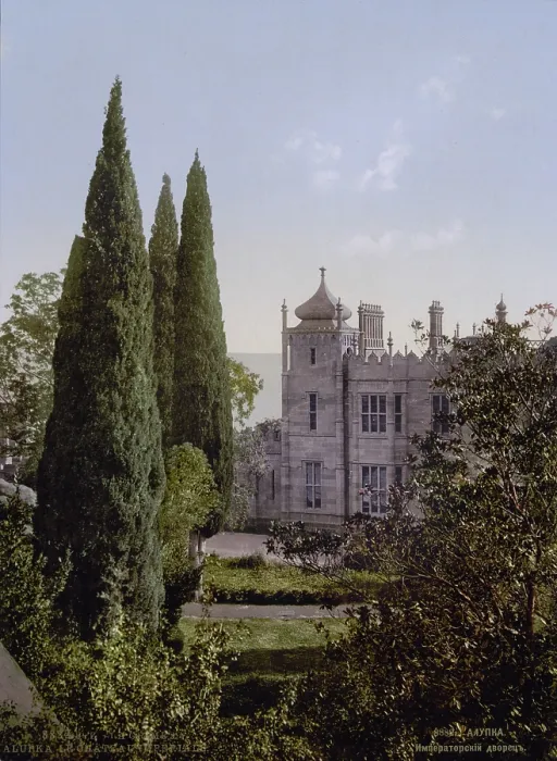 Framed Print : Ukraine (part of Russia at the time of the photograph). The Imperial Castle, Alupku, Crimea, photochrom, circa 1900