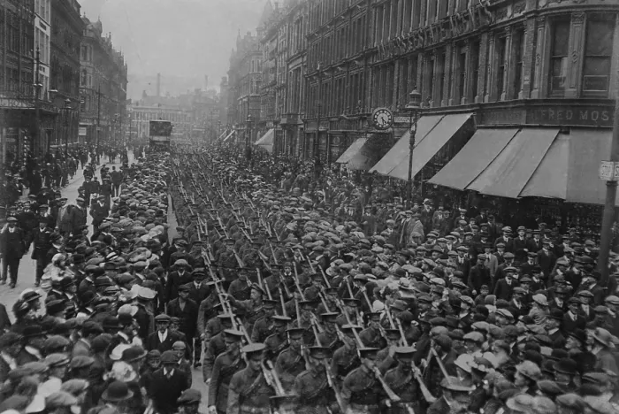 Framed Print : Ulster Volunteers marching in Belfast during World War I, April 8, 1916