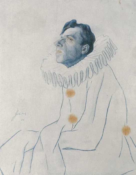Framed Print : ULYANOV, Nikolai Pavlovich (1875-1949). Portrait of Vsevolod Meyerhold as Pierrot. beg. 20th c