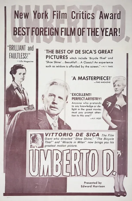 Framed Print : UMBERTO D, l-r: Maria Pia Casilio, Carlo Battisti, Lina Gennari on poster art, 1955