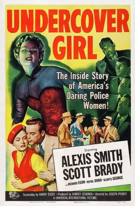 Framed Print : UNDERCOVER GIRL, US poster, Alexis Smith (top left), bottom from left: Alexis Smith, Scott Brady, 1950